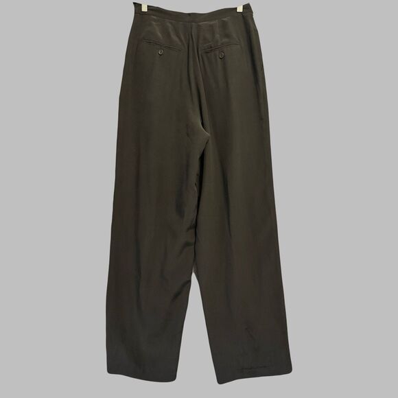 Vintage City Silk Pants Pleated Trousers Lined Womens Size 10 Black Old Money - Picture 2 of 8